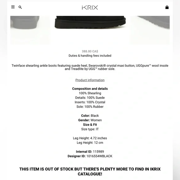 UGG Classic Mini Turnlock Bling Swarovski Crystal Black Boot, Size 8 - Picture 16 of 16